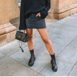 Zara Chunky Sole Leather Boots with zipper NWT